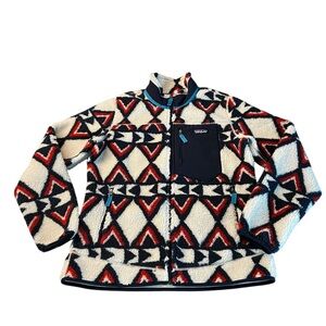 Patagonia Women’s Cozy Fleece Jacket with Geometric Design Size Large